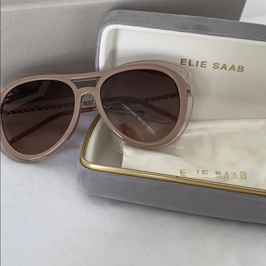 New Elie Saab Tan Sunglasses With Case Es 035/G/S